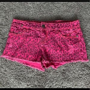Forever 21 pink animal print jean shorts